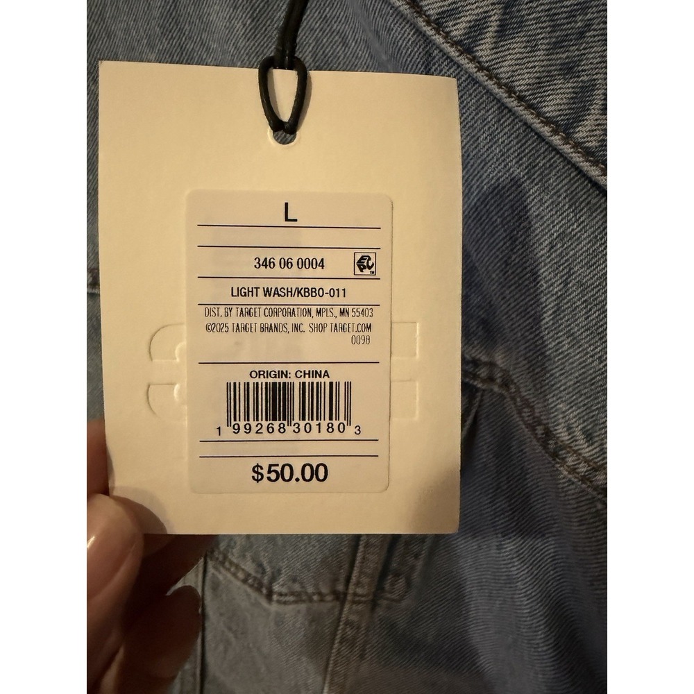 KBB by KAHLANA Women 'The Denim Jacket' Size Large Asymmetrical Light Wash - Picture 6 of 11